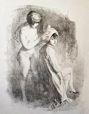 Bei der Toilette. Kreidelithographie 1916. 47,4 x 36,4 cm (Darstellung), 58,5 x 45 cm (Blattgröße...