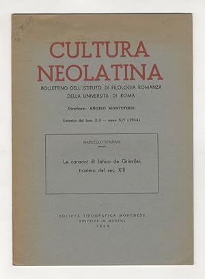 Immagine del venditore per La canzoni di Jehan de Grieviler troviero del sec. XIII. venduto da Libreria Oreste Gozzini snc