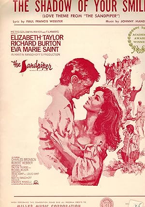 Imagen del vendedor de Shadow of Your Smile ( Love Theme from the Sandpiper ) Sheet Music Elizabeth Taylor Richard Burton Cover a la venta por ! Turtle Creek Books  !