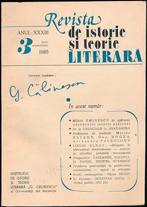 Revista de istorie si teorie Literara: Issue XXXII, No. 3 (July-September 1985)