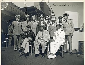 A Second World War image of President Franklin D. Roosevelt aboard a navy cruiser in Honolulu, Ha...