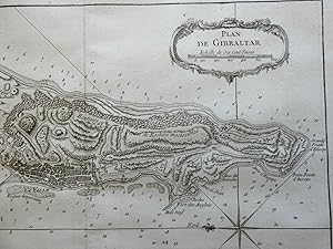 Rock of Gibraltar British Fortifications Iberia Mediterranean 1760 Bellin map