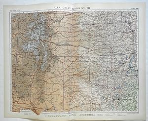 Great Plains Kansas Oklahoma Texas 1957 Geographical Institute vintage folio map