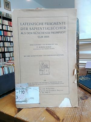 Immagine del venditore per Lateinische Fragmente der Sapientialbcher aus dem Mnchener Palimpsest CLM 19105. venduto da Antiquariat Thomas Nonnenmacher