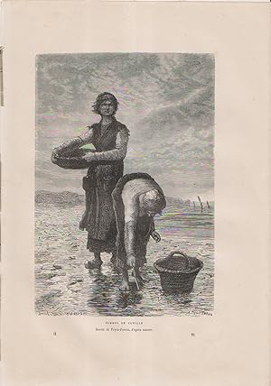 Femmes de Cancale. Gravure extraite de la Nouvelle géographie universelle d'Elisée Reclus.