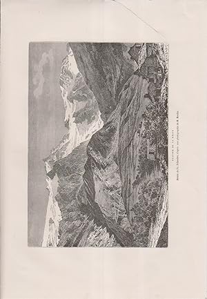 Imagen del vendedor de Glacier de la Grave. Gravure extraite de la Nouvelle gographie universelle d'Elise Reclus. a la venta por Librairie Et Ctera (et caetera) - Sophie Rosire