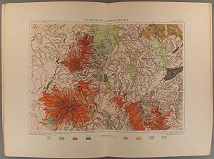 Les volcans de la France centrale. Carte géologique en couleurs extraite de la Nouvelle géographi...