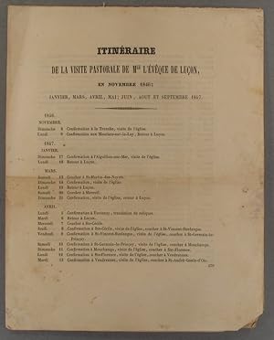 Itinéraire de la visite pastorale de Monseigneur l'évêque de Luçon, en novembre 1846, janvier, ma...