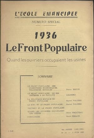 Numéro spécial : 1936. Le front populaire. Quand les ouvriers occupaient les usines. 2 juin 1962.
