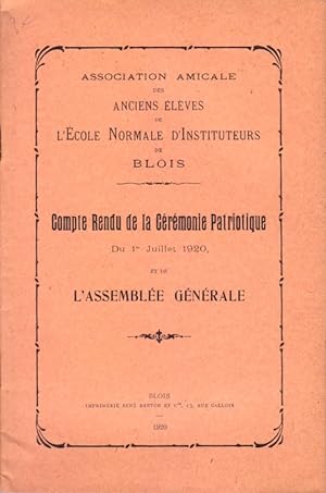 Image du vendeur pour Comptes rendus de la crmonie patriotique du 1er juillet 1920 et de l'assemble gnrale. mis en vente par Librairie Et Ctera (et caetera) - Sophie Rosire