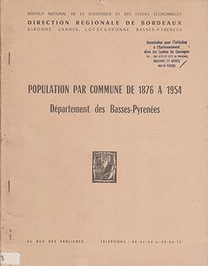 Population par commune de 1876 à 1954. Département des Basses-Pyrénées.