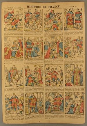 Histoire de France. Imagerie Nouvelle. Feuille N° 4. De Charles Martel à Charles le Chauve. Vers ...