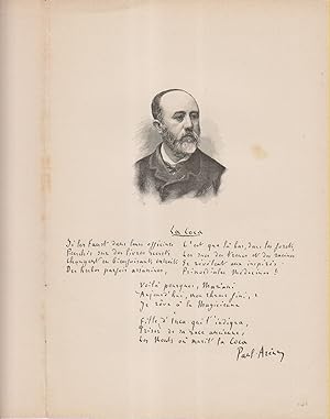 Bild des Verkufers fr Paul Arne. Extrait de l'album Mariani. Figures contemporaines. Notice biographique de deux pages. Un portrait et un fac-simil d'autographe vantant les mrites du vin de coca Mariani. Vers 1900. zum Verkauf von Librairie Et Ctera (et caetera) - Sophie Rosire