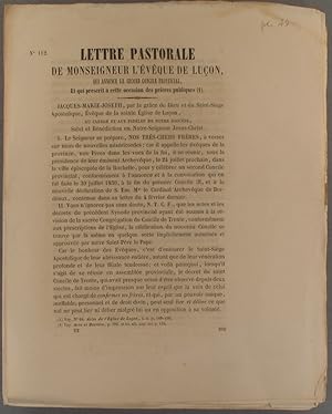 Lettre pastorale de Monseigneur l'évêque de Luçon qui annonce le second concile provincial et qui...