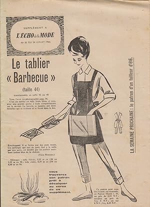 Le tablier "barbecue". Patron paru en supplément de l'Echo de la mode. 24 juillet 1960.