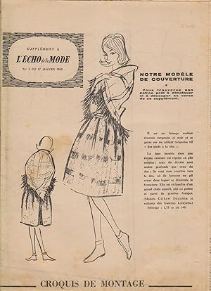 Châle et jupe en lainage. Patron paru en supplément de l'Echo de la mode. 17 janvier 1960.