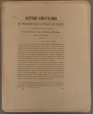 Lettre circulaire de Monseigneur l'évêque de Luçon, au clergé de son diocèse, en lui transmettant...