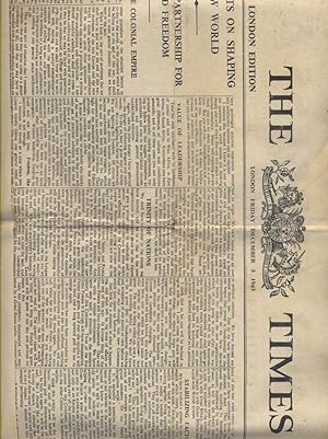 The Times/The Daily Express. 3 décembre 1943. Edition bilingue français-anglais. Au Recto la Une ...