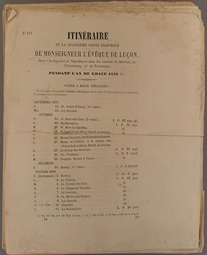 Itinéraire de la visite pastorale de Monseigneur l'évêque de Luçon, dans l'archiprêtré de Napoléo...