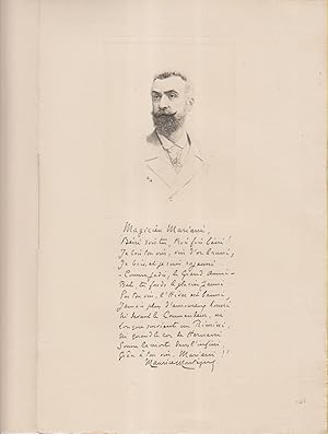 Imagen del vendedor de Maurice Montgut. Extrait de l'album Mariani. Figures contemporaines. Notice biographique de deux pages. Un portrait et un fac-simil d'autographe vantant les mrites du vin de coca Mariani. Vers 1900. a la venta por Librairie Et Ctera (et caetera) - Sophie Rosire