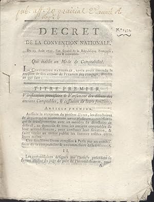 Décret de la Convention nationale qui établit un mode de comptabilité. 23 août 1793.
