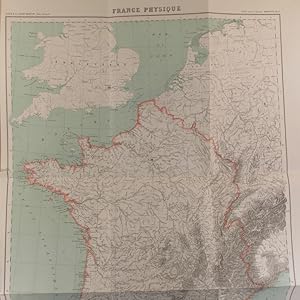 Imagen del vendedor de France physique. Carte en couleurs extraite de la Nouvelle gographie universelle d'Elise Reclus. a la venta por Librairie Et Ctera (et caetera) - Sophie Rosire