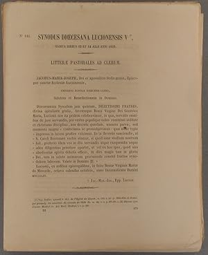 Synodus dioecesana Lucionensis V, habita diebus 13 et 14 julii anni 1853. (En latin) 14 juillet 1...