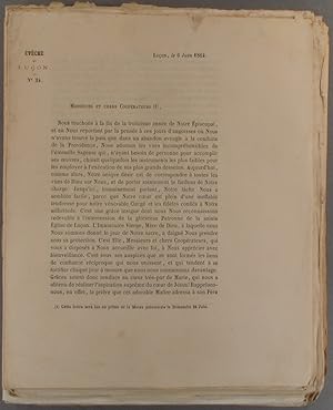 Seller image for Lettre aux prtres annonant le dpart de l'vque pour un plerinage  Rome. 6 juin 1864. for sale by Librairie Et Ctera (et caetera) - Sophie Rosire