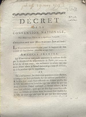 Décrets de la Convention nationale concernant les militaires invalides. 3 mars 1793.