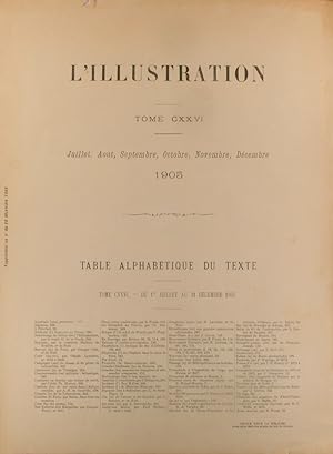 Table alphabétique de la revue L'Illustration. 1905, second semestre. Tome CXXVI : juillet à déce...