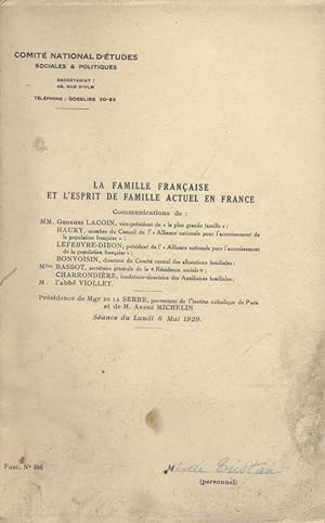 La famille française et l'esprit de famille actuel en France.