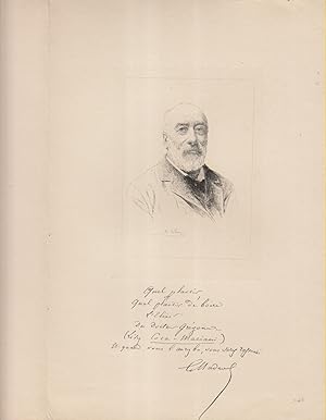 Bild des Verkufers fr Gustave Nadaud. Extrait de l'album Mariani. Figures contemporaines. Notice biographique de deux pages. Un portrait et un fac-simil d'autographe vantant les mrites du vin de coca Mariani. Vers 1900. zum Verkauf von Librairie Et Ctera (et caetera) - Sophie Rosire