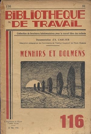 Image du vendeur pour Menhirs et dolmens. Mai 1950. mis en vente par Librairie Et Ctera (et caetera) - Sophie Rosire