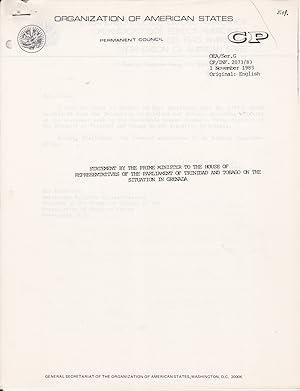 Imagen del vendedor de Statement by the Prime Minister to the House of Representatives of the Parliament of Trinidad and Tobago on the Situation in Grenada, October 26, 1983 a la venta por Books of the World