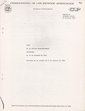 Imagen del vendedor de Acta de la Sesion Extraordinaria Celebrada el 26 de Octubre de 1983 (Minutes of the Extraordinary Session Held on October 26, 1983 Considering the Situation in Grenada) a la venta por Books of the World