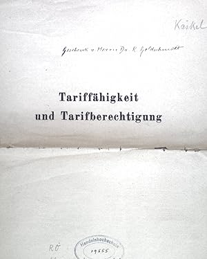 Seller image for Tariffhigkeit und Tarifberechtigung. Sonderdruck aus "Neue Zeitschrift fr Arbeitsrecht". for sale by books4less (Versandantiquariat Petra Gros GmbH & Co. KG)