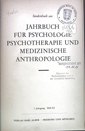 Bild des Verkufers fr Frhkindliche Prgung und Charakterentwicklung. - Sonderdruck aus: Jahrbuch fr Psychologie Psychotherapie und medizinische Anthropologie. 7. Jahrgang Heft 3/4. zum Verkauf von books4less (Versandantiquariat Petra Gros GmbH & Co. KG)