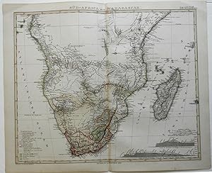 South Africa European Colonies Orange Free State Natal 1860 Stieler detailed map