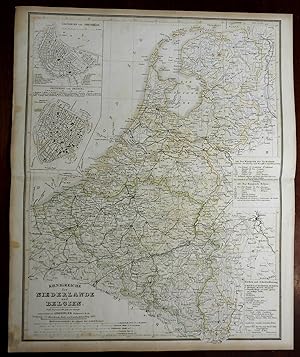 Low Countries Netherlands Belgium Holland w/ Brussels & Amsterdam plans 1854 map