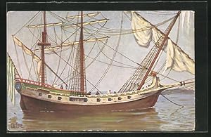 Bild des Verkufers fr Knstler-Ansichtskarte Christopher Rave: Marine-Galerie, Karte Nr. 169, Portugiesisches Handelschiff, 18. Jahrh. zum Verkauf von Bartko-Reher