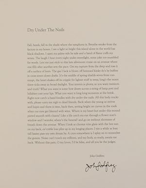 Bild des Verkufers fr Dry Under The Nails (Signed Broadside) zum Verkauf von Jeff Hirsch Books, ABAA