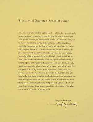 Existential Rag on a Sense of Place (Signed Broadside)