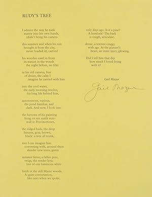 Bild des Verkufers fr Rudy's Tree (Signed Broadside) zum Verkauf von Jeff Hirsch Books, ABAA