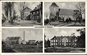 Bild des Verkufers fr Ansichtskarte / Postkarte Lensahn in Holstein, Gemischtwaren, Kirche, Schloss Gldenstein, Fabrik - Inh.: G. Bahr zum Verkauf von akpool GmbH