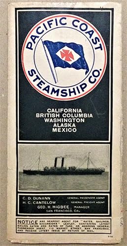Pacific Coast Steamship Co. 1909 fold-out map brochure S.S. "Governor" California, British Columb...