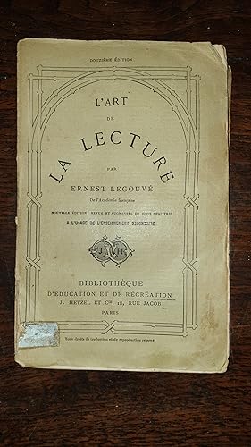 Seller image for L'art de la lecture for sale by AHA BOOKS