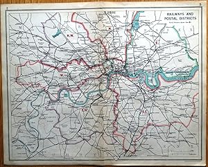 Antique Map LONDON RAILWAY MAP With Postal Districts Original Lithographed Map 1925