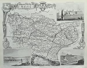 Antique Map KENT, Thomas Moule, Original County Map c1840