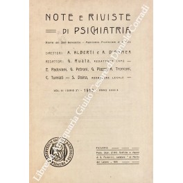 Bild des Verkufers fr Note e riviste di psichiatria. Diario del San Benedetto - Manicomio provinciale di Pesaro. Vol. III (Serie 3) zum Verkauf von Libreria Antiquaria Giulio Cesare di Daniele Corradi