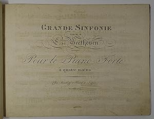 Seller image for Grande Sinfonie Oeuv. 36, arrange Pour le Piano-Forte a quatre mains. Leipzig, Breitkopf & Hrtel. Pr. 1 Rthlr. 12 Gr. [VN 2411] (1816). Quer Fol. 47 S. mit lithogr. Titel u. lithogr. Noten, marm. Pbd. d. Zt. mit hs. Deckelschild. for sale by Antiquariat Johannes Mller